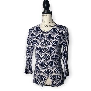 Merona Blue & White Shell Print Cardigan | Women’s Medium